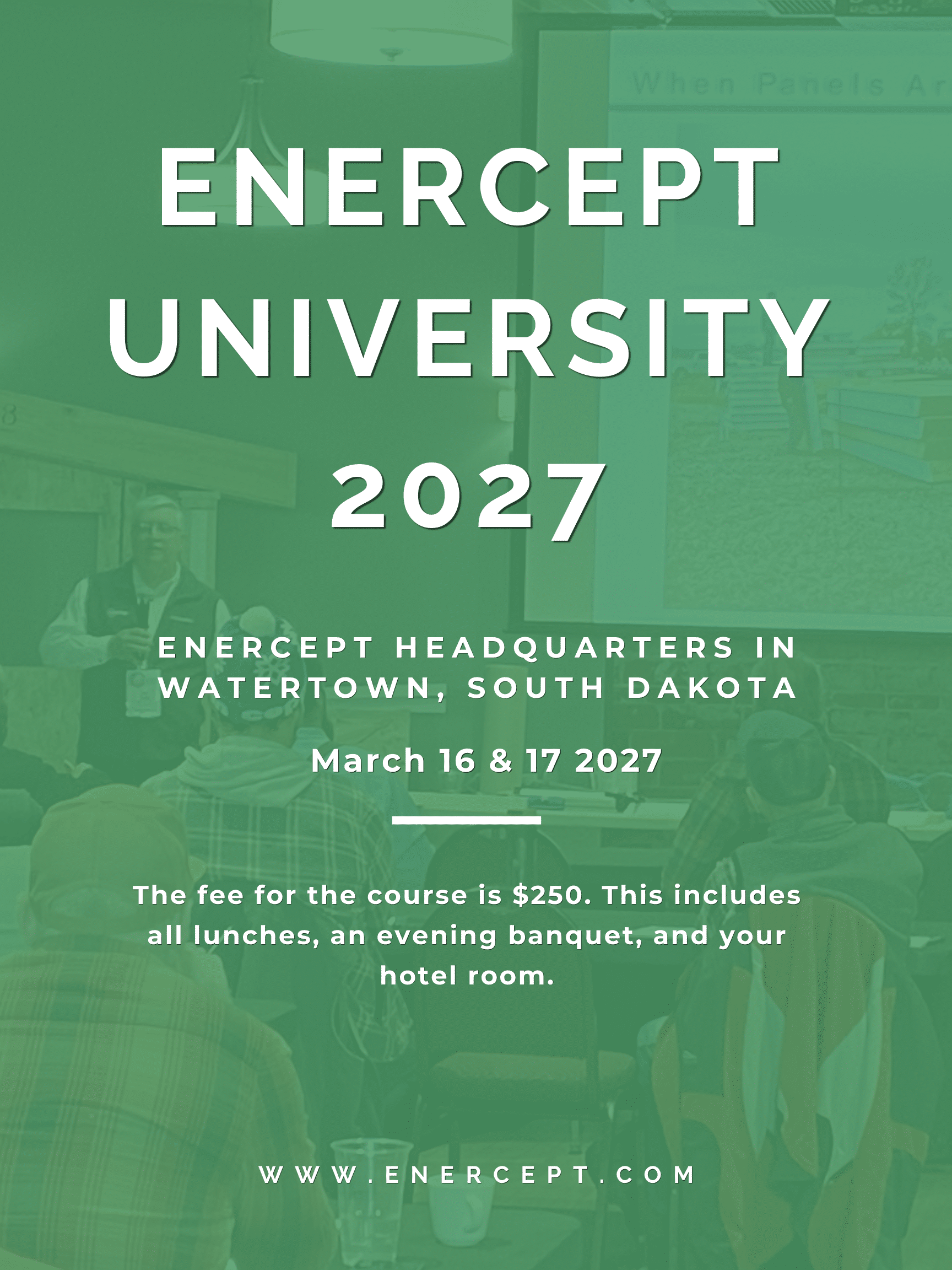 green minimal building conference poster